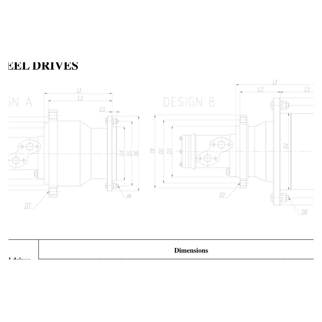 EP600 Wheel Drive Planetary Hydraulic Motor Reducer technical arrangement drawing